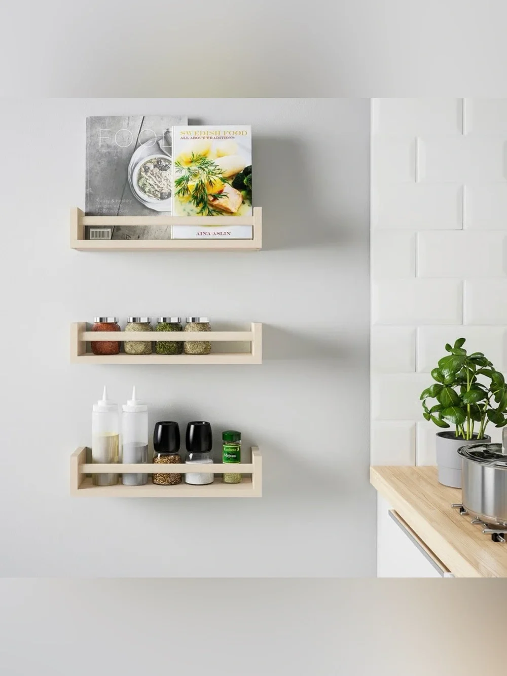 IKEA Aspen Wood Wall Shelf Set